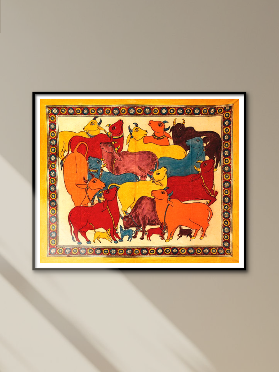 Krishna’s Cows Kalamkari Painting by Siva Reddy