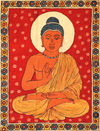 Buddha in Viktara Mudra Kalamkari Painting by Siva Reddy