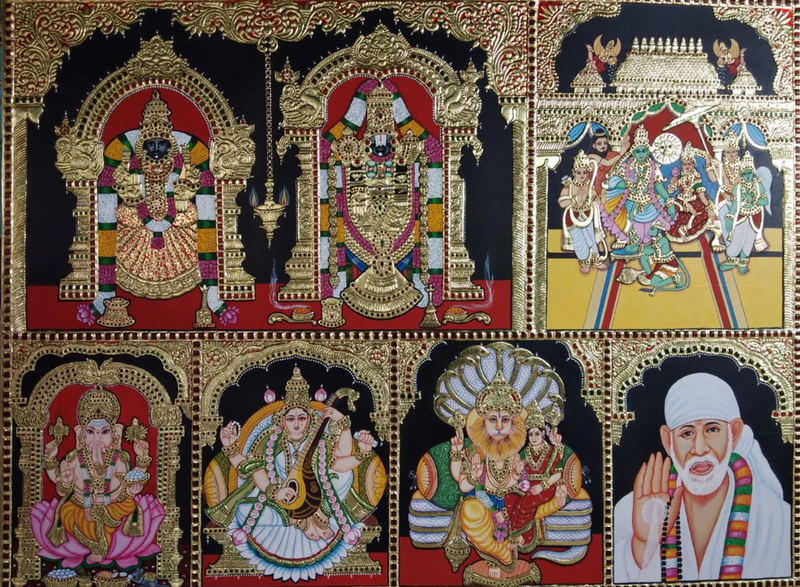 Buy Lord Balaji Padmavathi Amman, Ramdarbar,Ganesha,Sarswati,Narshimha,and Sai baba : Tanjore Painting by Sanjay Tandekar
