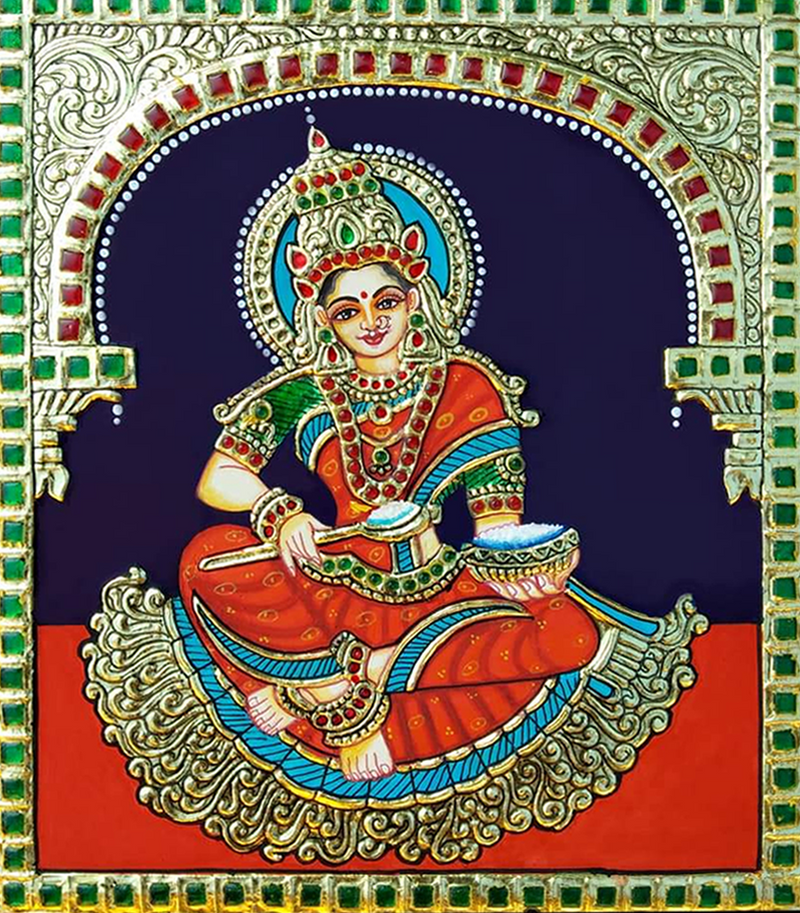 buy Goddess Annapurna Tanjore Painting by Sanjay Tandekar