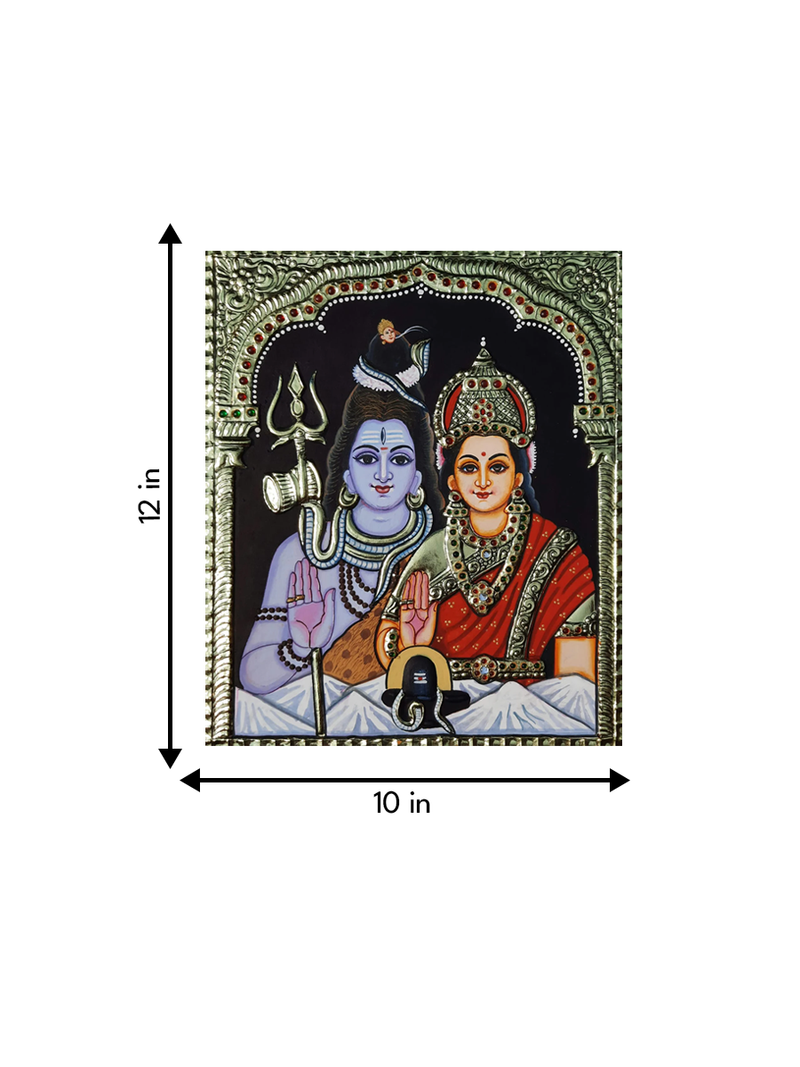 Shiva Parvati: Tanjore Painting by Sanjay Tandekar