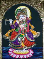 Buy Radha Krishna Jugal Jodi: Tanjore Painting by Sanjay Tandekar