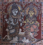 Buy Elegancy of Shiva and Parvati: Kalamkari painting by Sudheer