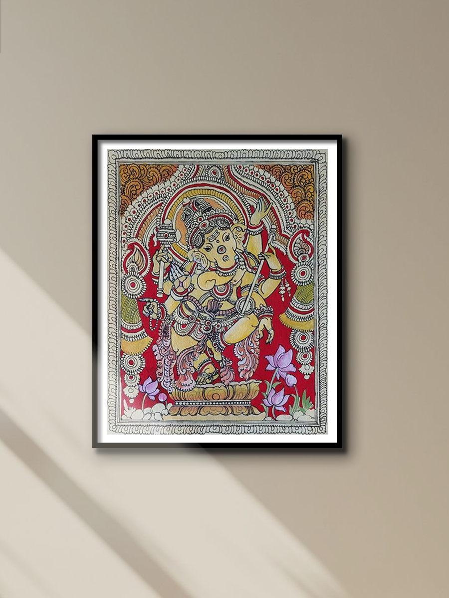 Shop Regal Ganeshji: Kalamkari painting by Sudheer