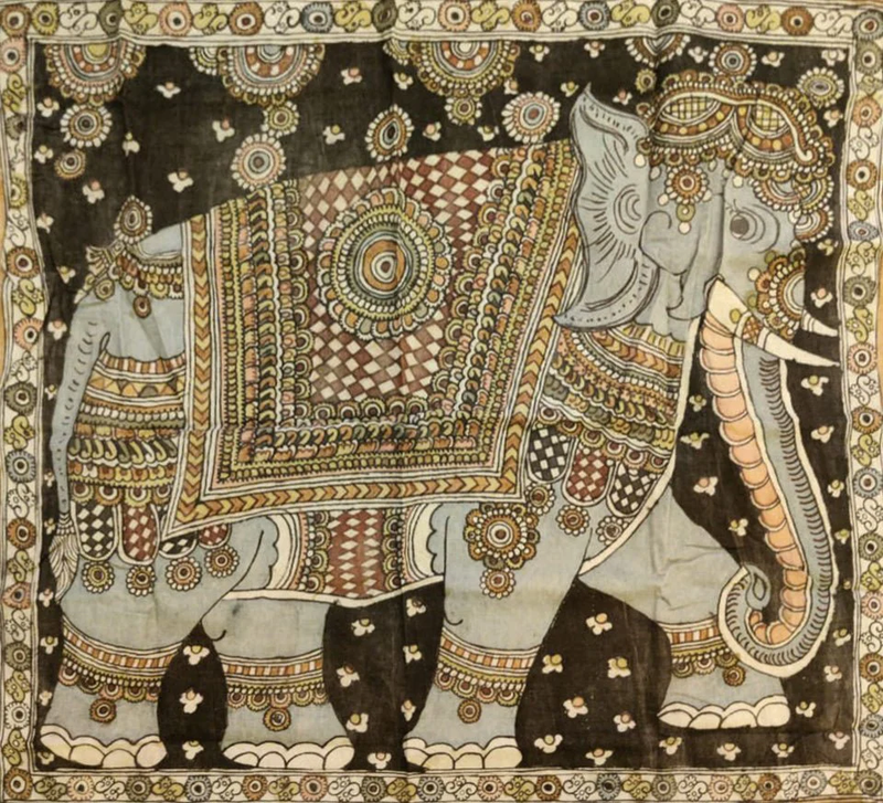 Airavata’s Splendour Tapestry :Kalamkari painting 