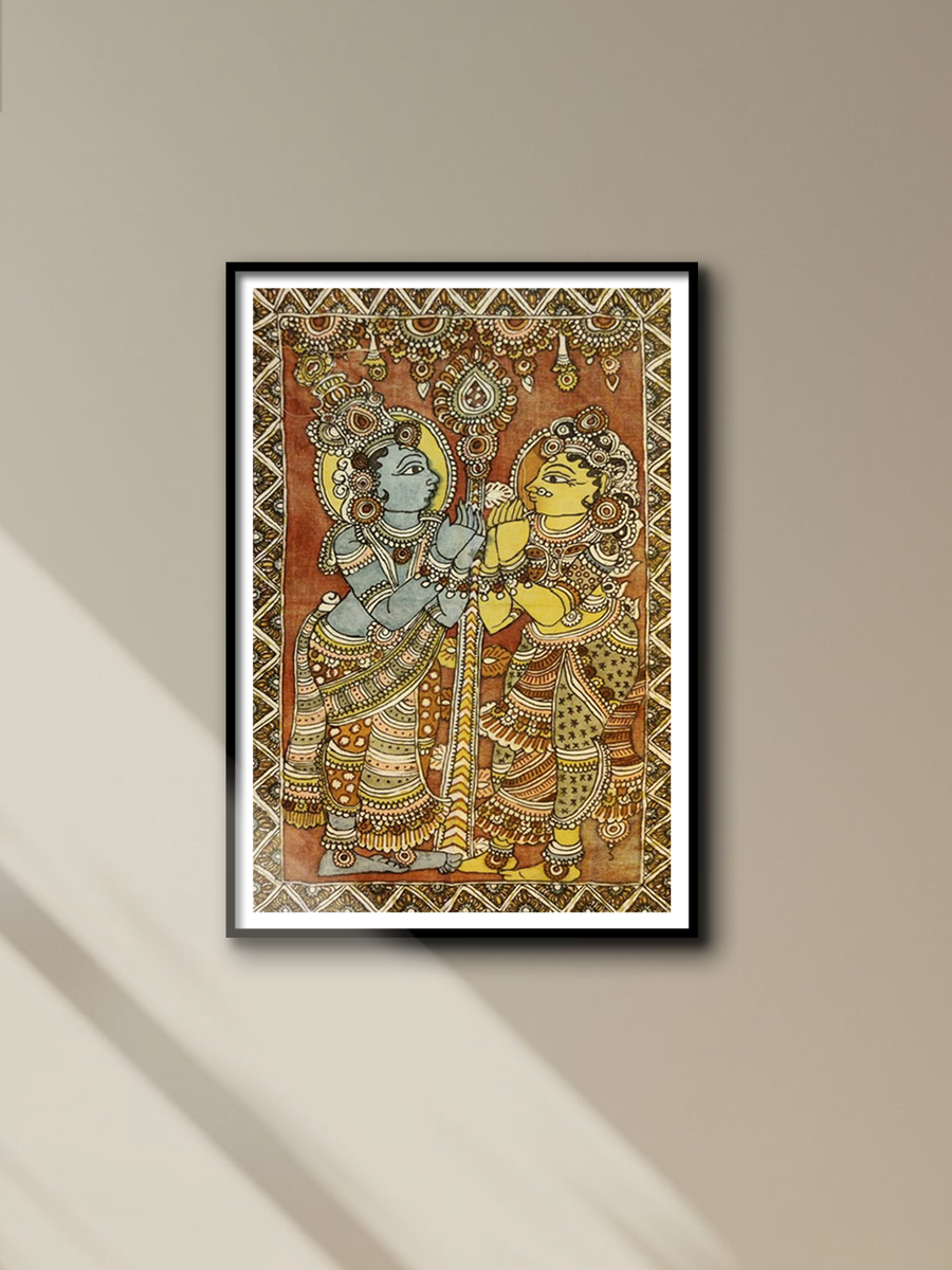 Shop Resplendent Radha and Krishna: Kalamkari painting by Sudheer