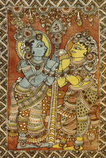 Resplendent Radha and Krishna: Kalamkari painting by Sudheer