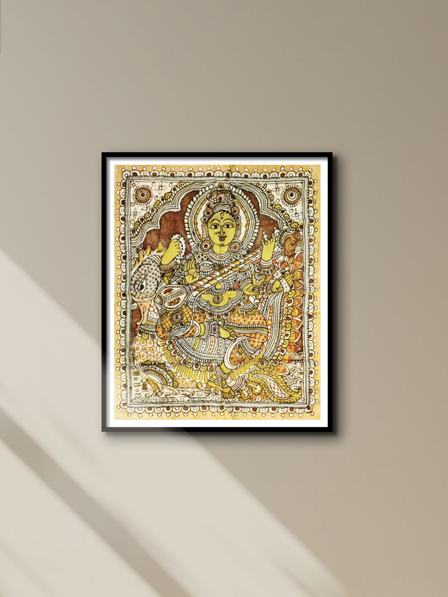 buy Enchantment of Goddess Saraswathi: Kalamkari painting by Sudheer