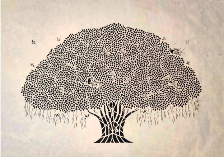Sacred Silhouette: Ashutosh Verma's Banyan Tree Sanjhi Thumbnail