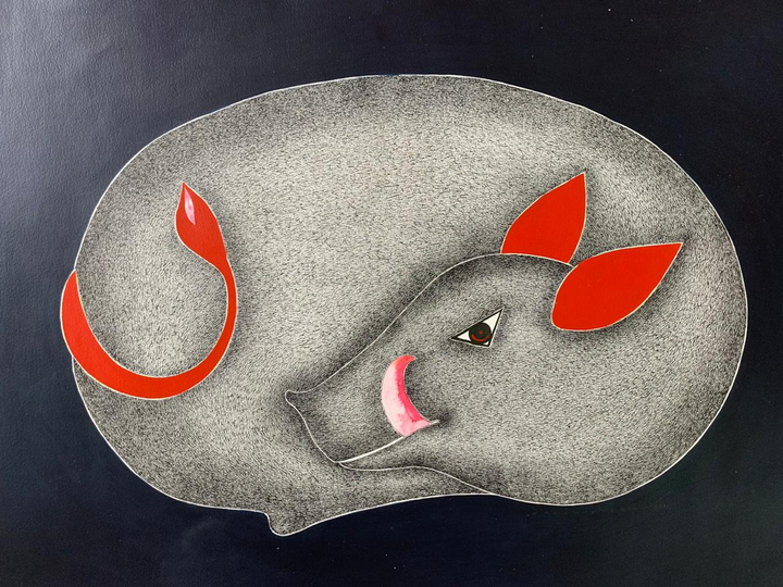 Resting Boar in Gond by Venkat Shyam Thumbnail