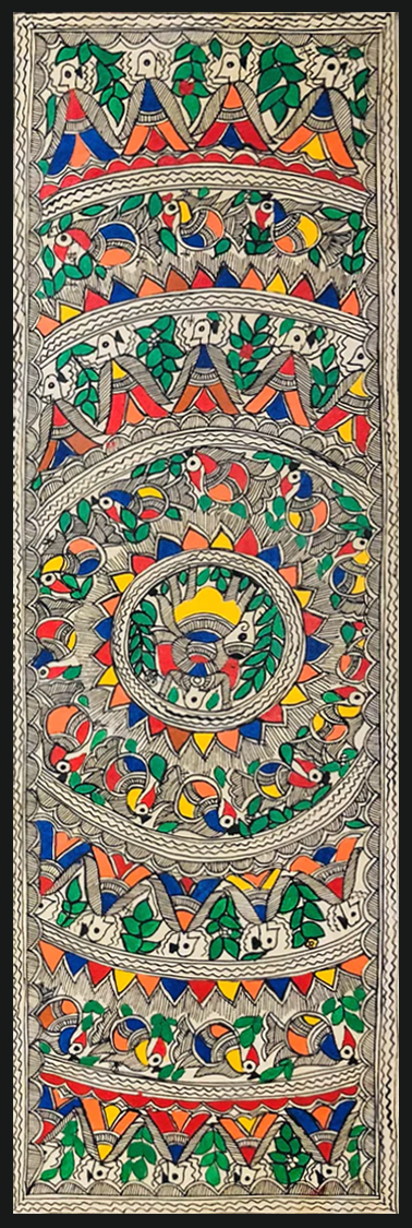 Sacred Symmetry: A Vibrant Madhubani Tapestry by Ambika Devi Thumbnail