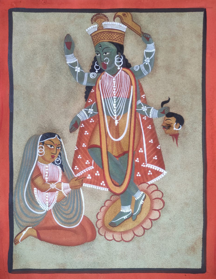 Sacred Visions Unveiled: Exploring Dynamic Devotion, Kalighat style by Hasir Chitrakar Thumbnail