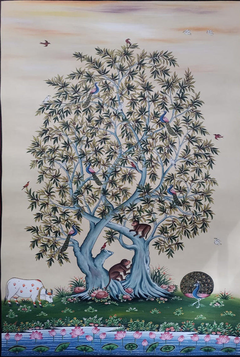 Buy Sacred Symphony The Tree of Life and Divine Serenity Pichwai painting by Dinesh Soni