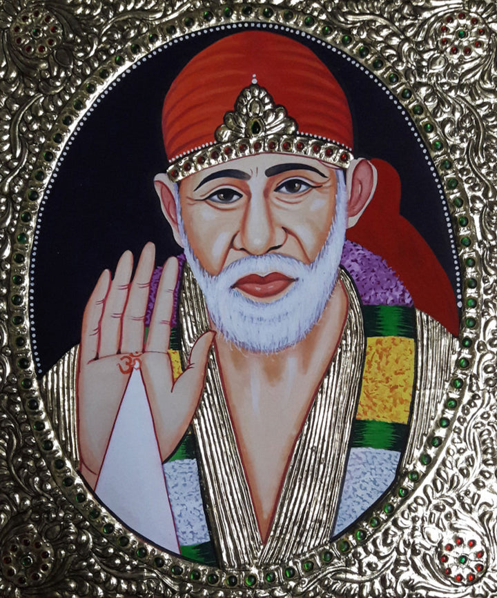 Sai Baba, Tanjore Art by Sanjay Tandekar Thumbnail