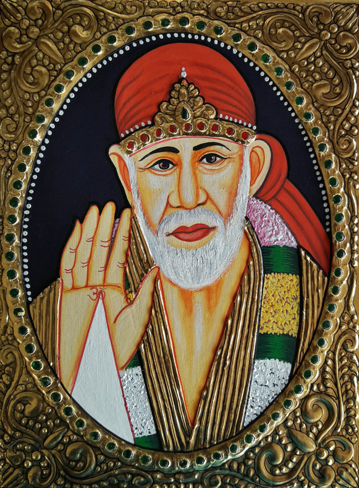 Sai Baba, Tanjore Painting by Sanjay Tandekar Thumbnail