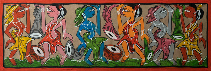 Santhal Ritual Dance: Santhal-Tribal Pattachitra by Manoranjan Chitrakar Thumbnail
