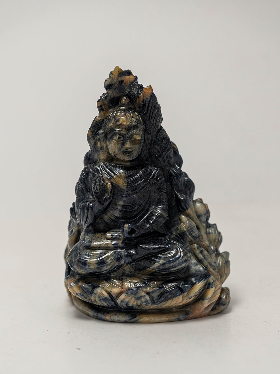 Sapphire Illumination: Buddha's Divine Blessing in Blue 