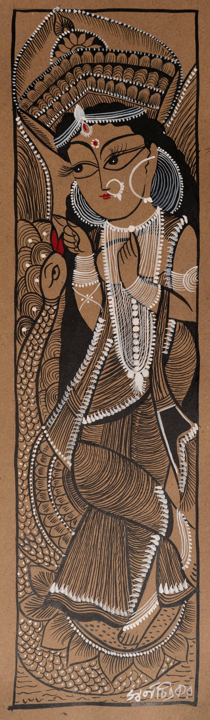 Saraswati Maa in Bengal Pattachitra by Swarna Chitrakar Thumbnail