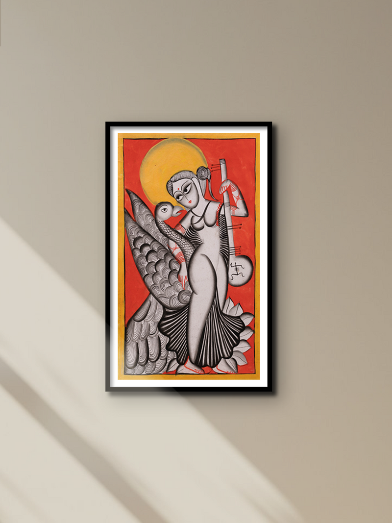 Saraswati in Bengal Pattachitra by Swarna Chitrakar for sale
