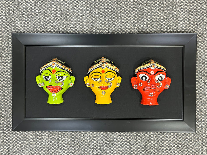 Sattvik, Tamsik and Rajsik - Cheriyal scroll masks Thumbnail