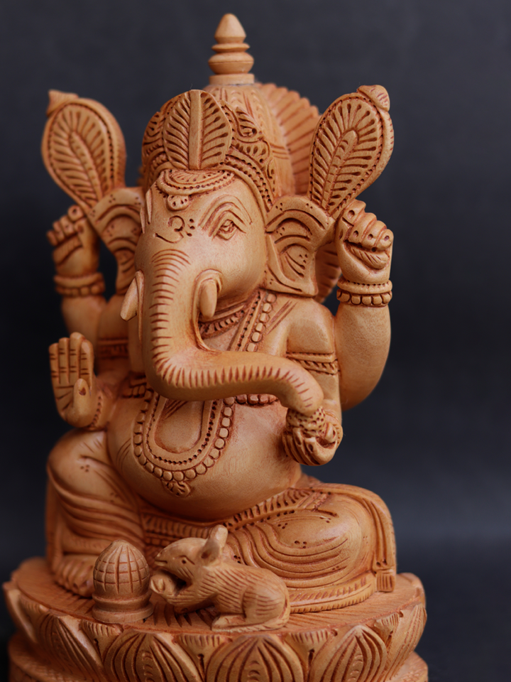 Seating Ganesh in Kadam wood Carving by Om Prakash Thumbnail