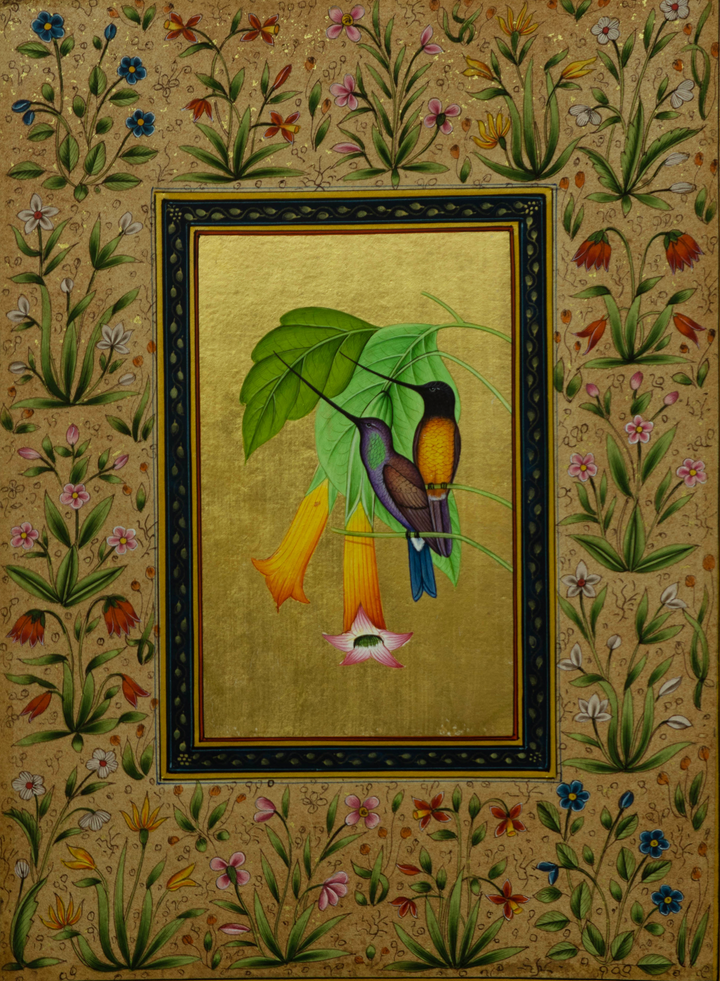 Serenades in the Garden in Mughal Miniature by Mohan Prajapati Thumbnail