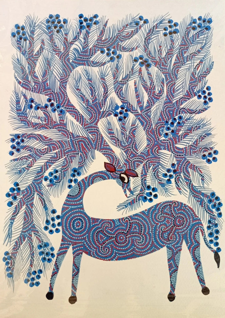 Serene Deer in Bhil Painting by Geeta Bariya Thumbnail