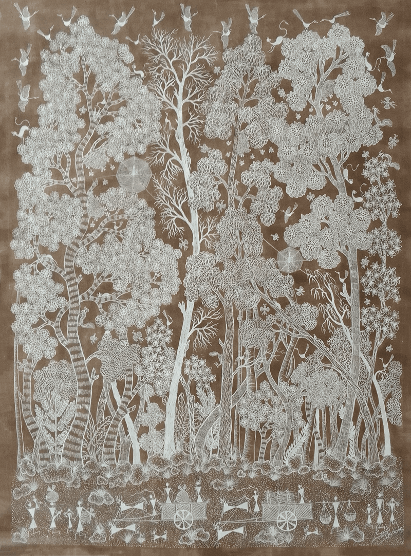 Serene Forest in Warli by Sayli Prasad Dadoda
