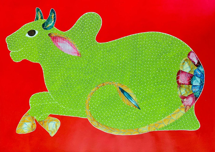 Nandi Bull: Lord Shiva's Vaahan in Gond by Venkat Shyam Thumbnail