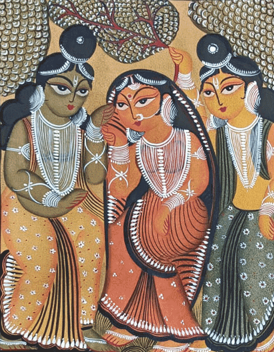 Serene Ramayana (Rama, Sita and Laxman) in Kalighat by Hasir Chitrakar Thumbnail