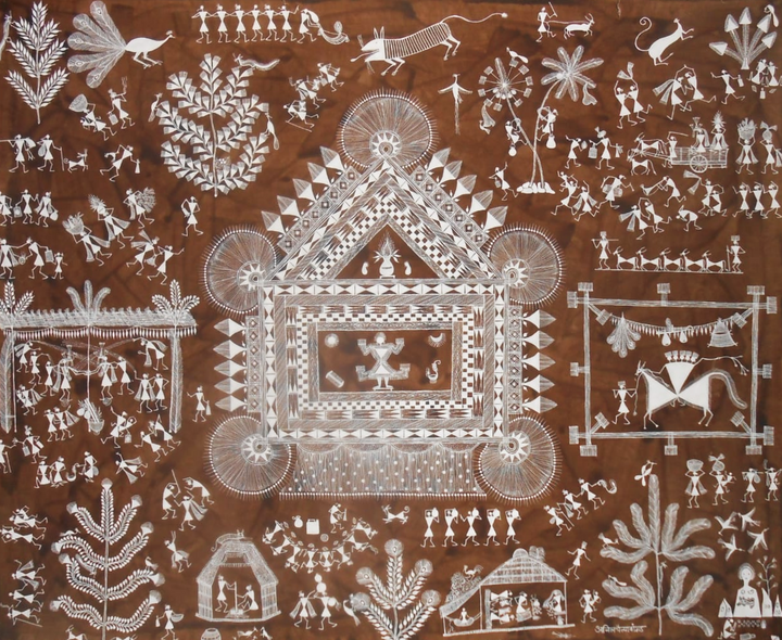 Shadika Chowk: Warli Painting by Anil Wangad Thumbnail