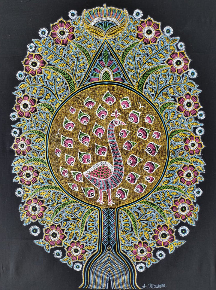 Shadows of Serenity: Rogan Art of the Tree and Peacock's Majesty by Rizwan Khatri Thumbnail