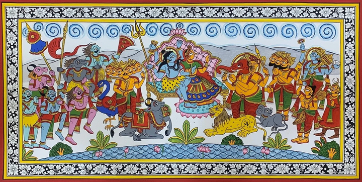 Shiv Parvati, Phad Painting by Kalyan Joshi Thumbnail
