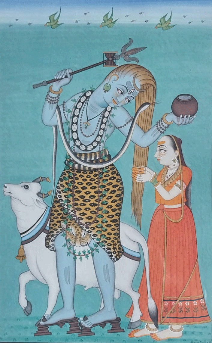 Shiv Parvati in Kangra Miniature by Anshu Mohan Thumbnail
