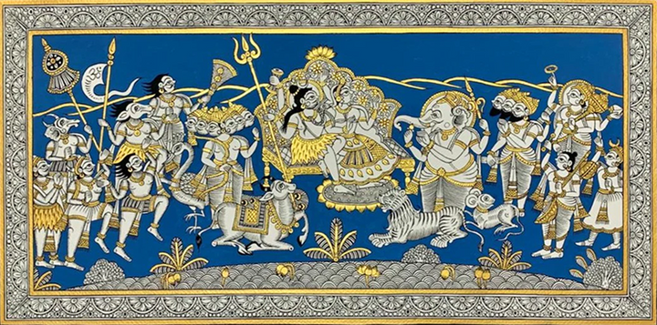 Shiv Parvati on Kailash: Phad painting by Kalyan Joshi Thumbnail