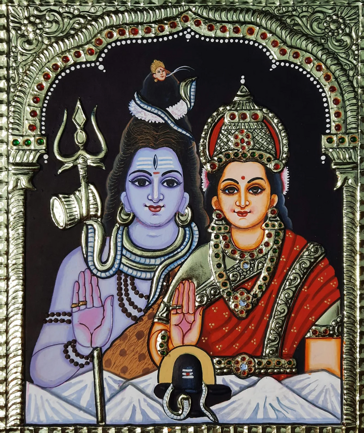 Shiva Parvati: Tanjore Painting by Sanjay Tandekar Thumbnail