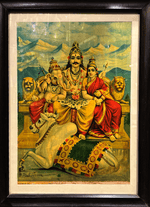 Buy Shiva with Parvati and Ganesh, Oleograph by Raja Ravi Varma