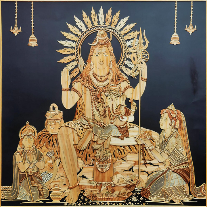 Shiva's Family in Sikki Grasswork by Suraj Kumar Sahu Thumbnail