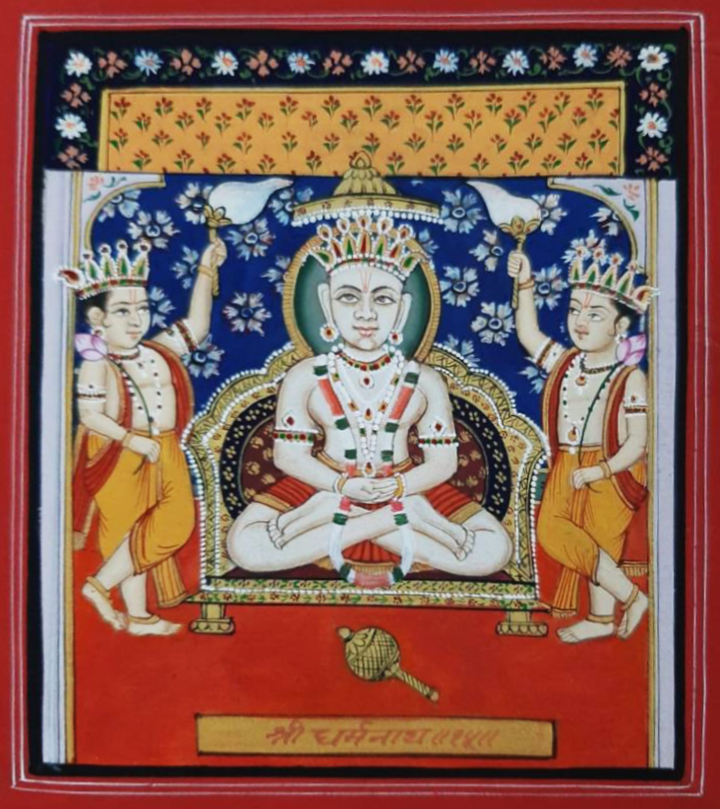 Jain Tirthankara Shri Dharmanath Ji in Meditation- Pichwai by Shehzaad Ali Sherani Thumbnail