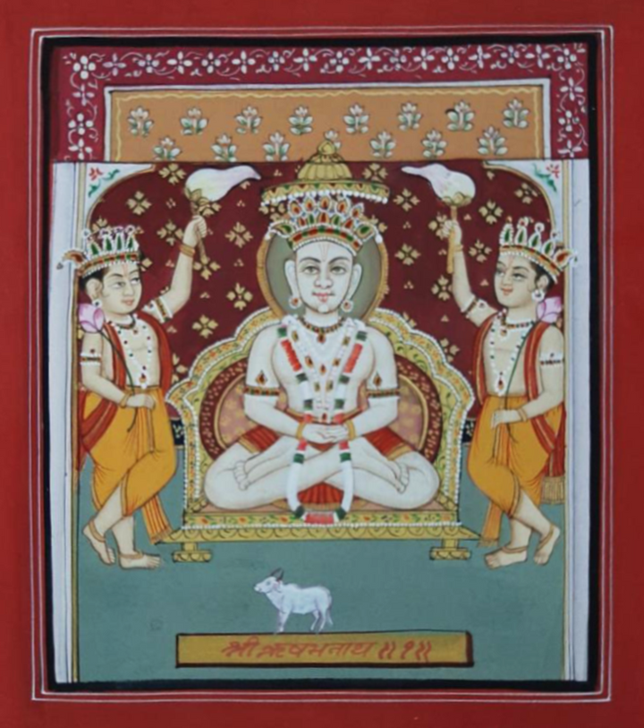 Jain Tirthankara Shri Rishabhnatha Ji in Meditation- Pichwai by Shehzaad Ali Sherani Thumbnail