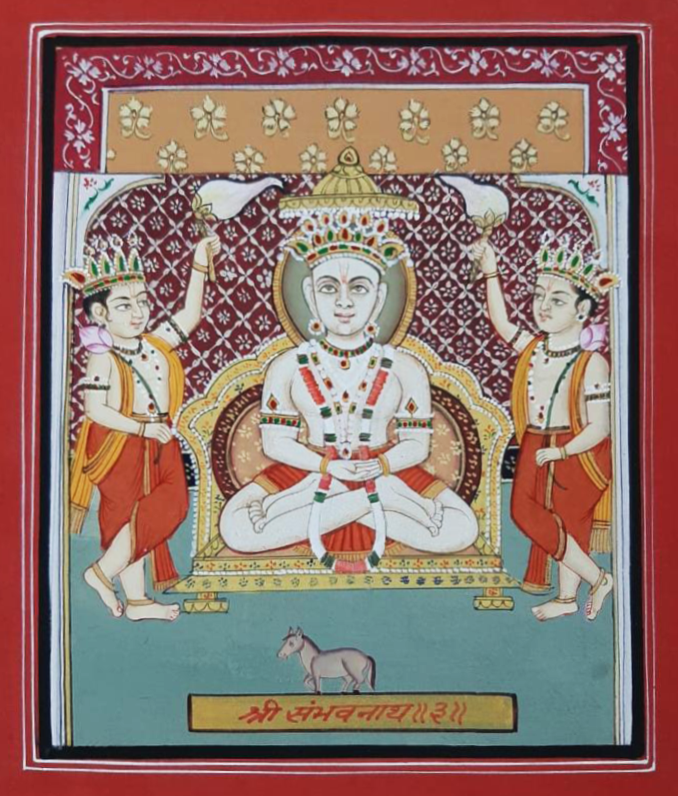 Jain Tirthankara Shri Sambhavnath Ji in Meditation - Pichwai by Shehzaad Ali Sherani Thumbnail