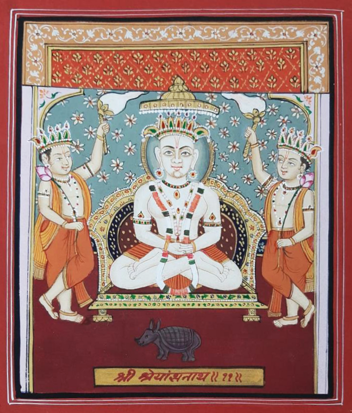 Jain Tirthankara Shri Shreyansnath Ji in Meditation- Pichwai by Shehzaad Ali Sherani Thumbnail