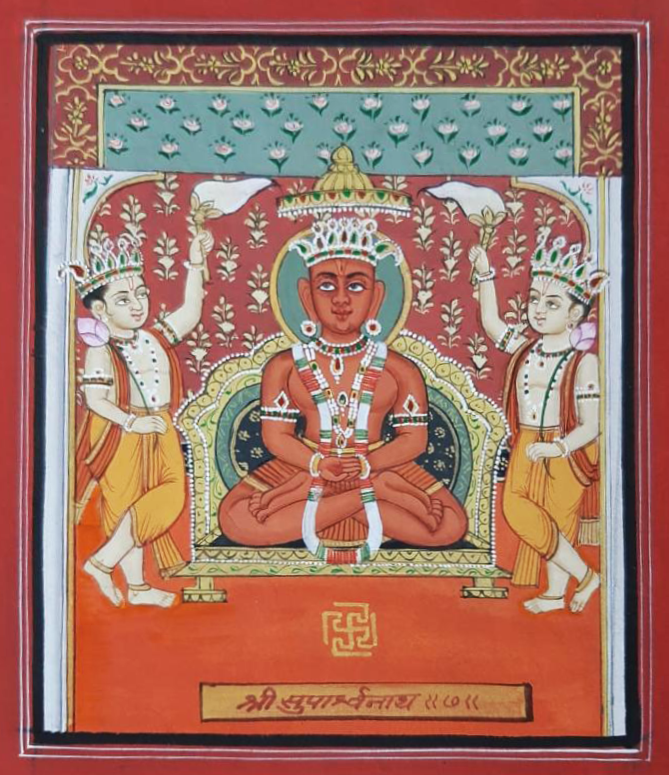 Jain Tirthankara Shri Suparshwanath Ji in Meditation -Pichwai by Shehzaad Ali Sherani Thumbnail