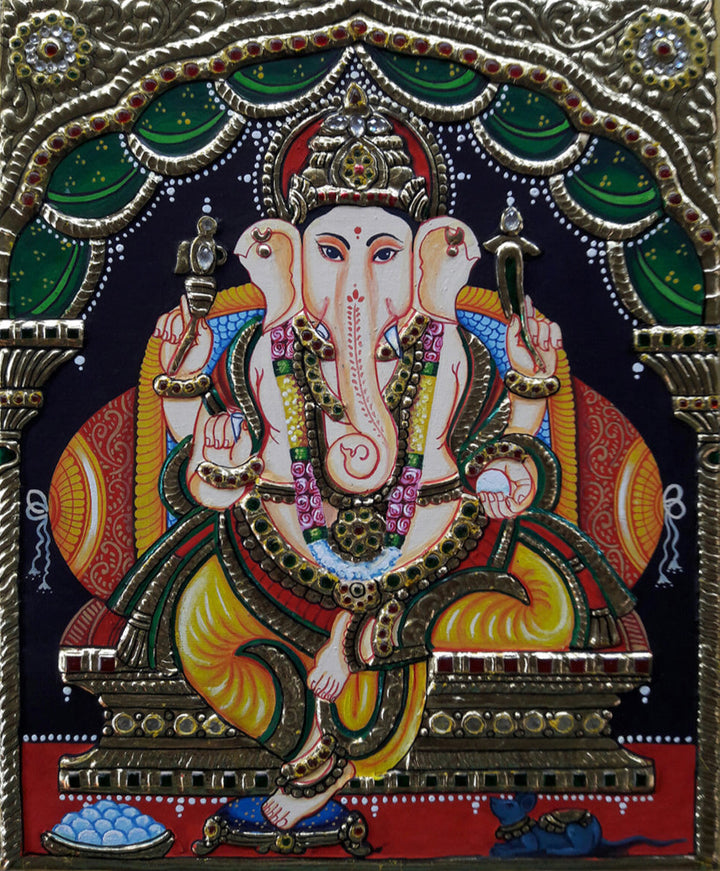 Shri Ganesha, Tanjore Art by Sanjay Tandekar Thumbnail