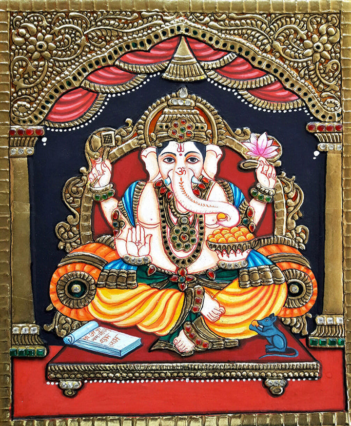 Shri Ganesha, Tanjore Painting by Sanjay Tandekar Thumbnail