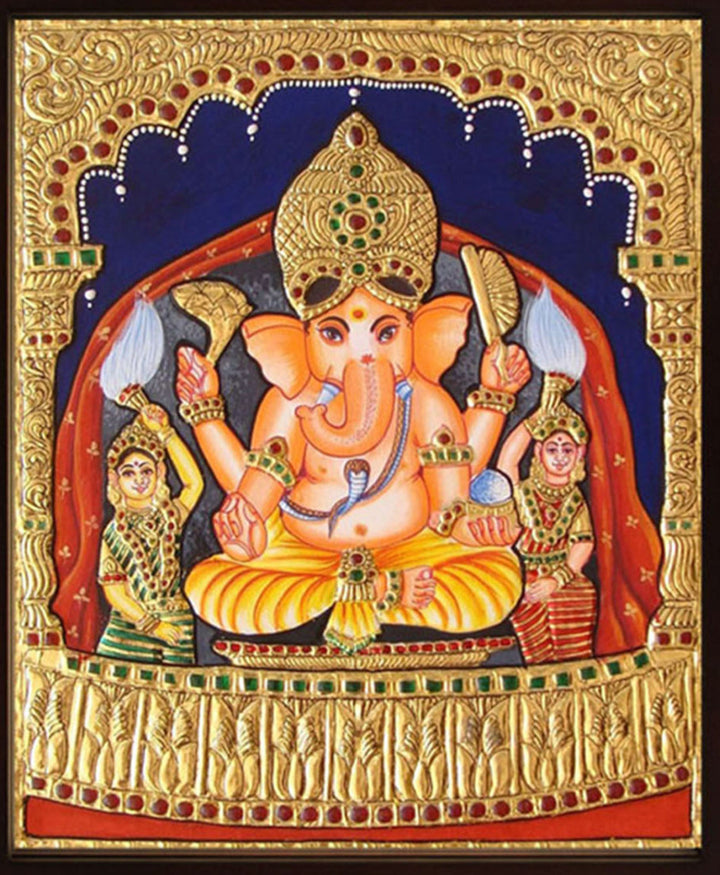 Shri Ganesha, Tanjore Painting by Sanjay Tandekar Thumbnail