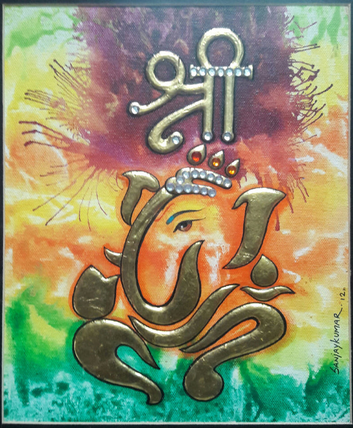 Shri Ganesha, Tanjore Painting by Sanjay Tandekar Thumbnail