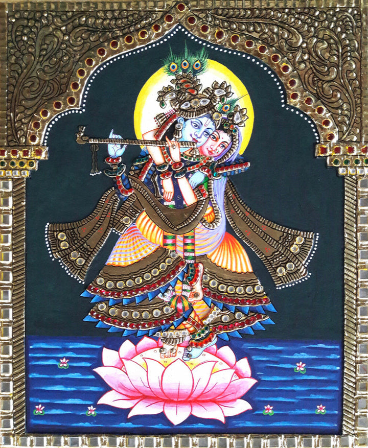 Shri Radha-Krishna, Tanjore Painting by Sanjay Tandekar Thumbnail