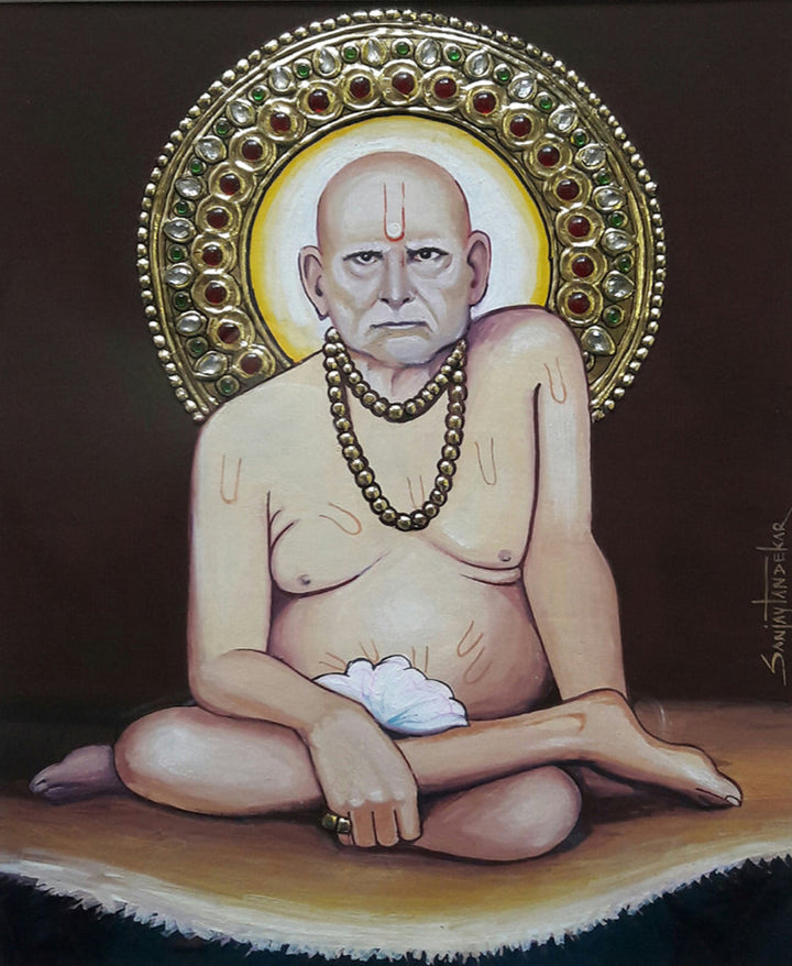 Shri Swami Samarth, Tanjore Art by Sanjay Tandekar Thumbnail