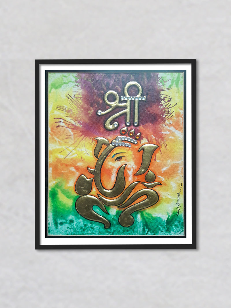 Shri Ganesha, Tanjore Painting by Sanjay Tandekar